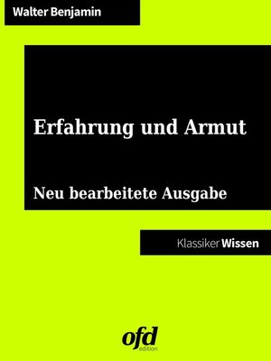 cover image of Erfahrung und Armut